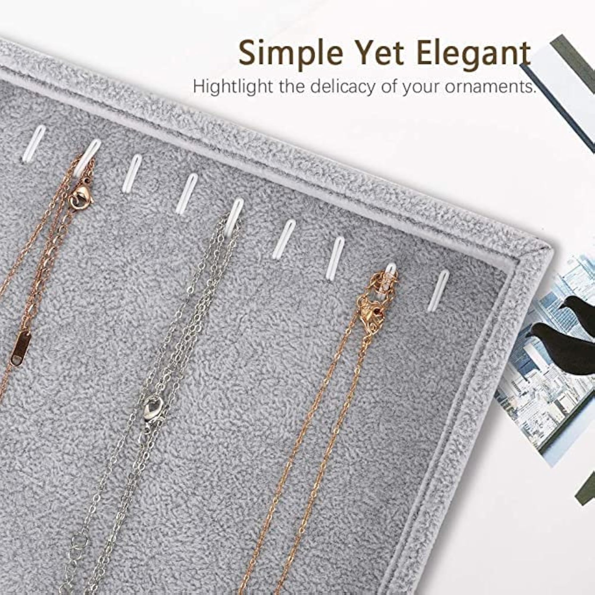 Premium Gray Velvet Chain Stand Holder for Shop Display